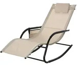 Outsunny Schaukelstuhl,, Beige, Metall, 62x88x150 cm,