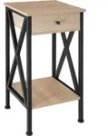 tectake Beistelltisch, Natur, Holzwerkstoff, Beton Optik, 35x70.5x35 cm, Wohnzimmer,
