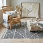 Sansibar Sylt Flachwebteppich, Anthrazit, Textil, Rauten, Rechteckig, 240x340 cm,