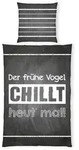 Herding Jugendbettw&auml;sche Spr&uuml;che, Grau, Schwarz, Wei&szlig;, Textil, Schriftzug,...