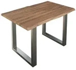 SAM Esstisch, Beige, Metall, Echtholz,Akazie, Quadratisch,Rechteckig, U-Form,