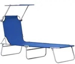 Outsunny Sonnenliege, Blau, Metall, Textil, 58x27x187 cm, Gartenm&ouml;bel, Gartenliegen
