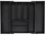 Relaxdays Besteckkasten, Schwarz, Holz, Holzwerkstoff, 35x6.5x43.5 cm,