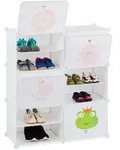 Relaxdays Schuhregal, Wei&szlig;, Kunststoff, Metall, 84x95x31.5 cm, Garderobe,