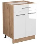 Vicco K&uuml;chenunterschrank, Wei&szlig; Hochglanz, Honigeiche, Holzwerkstoff, 1...