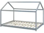 [en.casa] Hausbett, Grau, Holz, Kiefer, 140x200 cm, Kinderzimmer & Jugendzimmer,