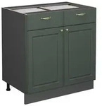 Vicco K&uuml;chenunterschrank, Gr&uuml;n, Anthrazit, Holzwerkstoff, 1 F&auml;cher, 2...