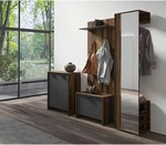 Mid.you Schuhschrank Ben, Anthrazit, Alteiche, Holzwerkstoff, 3 F&auml;cher, 63x83x35 cm,