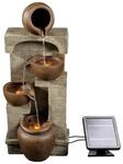 Teamson Home Solar-Gartenbrunnen, Braun, Kunststoff, Stein Optik, 26.2x72.4x31 cm,