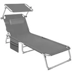 tectake Sonnenliege, Grau, Kunststoff, 68x111x161 cm, Gartenm&ouml;bel, Gartenliegen