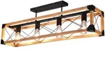 meineWunschleuchte Led-Deckenlampe, Natur, Schwarz, Holz, Metall,