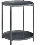 tectake Beistelltisch, Dunkelgrau, Metall, Beton Optik, 45.5x53x45.5 cm, Wohnzimmer,