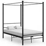 vidaXL Himmelbett, Schwarz, Holz, 140x200 cm, Schlafzimmer, Betten