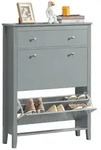 SoBuy Schuhschrank, Grau, Holzwerkstoff, 80x108x25 cm, Garderobe,...