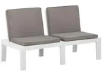 vidaXL Garten-Lounge-Bank, Wei&szlig;, Kunststoff, 2-Sitzer, Rechteckig, 65x70x65 cm,