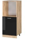 Vicco Herdumbauschrank, Schwarz Hochglanz, Honigeiche, Holzwerkstoff, 2 F&auml;cher,