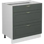 Vicco K&uuml;chenunterschrank, Gr&uuml;n, Wei&szlig;, Holzwerkstoff, 3 F&auml;cher, 3 Schubladen,