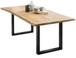 P & B Esstisch, Natur, Schwarz, Holz, Eiche, massiv, rechteckig, Kufe, 100x75x200 cm,