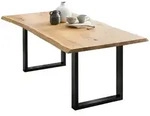 P & B Esstisch, Natur, Schwarz, Holz, Eiche, massiv, rechteckig, Kufe, 100x75x240 cm,