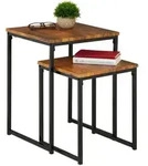 Relaxdays Beistelltisch, Braun, Metall, Holzwerkstoff, Kunststoff, 40x54x40 cm,