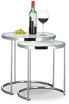 Relaxdays Satztische, Mehrfarbig, Glas, Metall, 50x51x50 cm, Wohnzimmer,