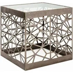 Beistelltisch, Bronze, Metall, Glas, Abstraktes, 50x50x50 cm, Wohnzimmer,
