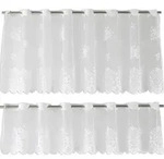 Kurzgardinenset, Wei&szlig;, Textil, Blume, 160x80 cm, Oeko-Tex&reg; Standard 100, ohne