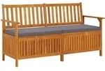 vidaXL Truhenbank, Braun, Holz, 2-Sitzer, Rechteckig, 148x84x62 cm, Gartenm&ouml;bel,