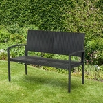 Outsunny Gartenbank, Schwarz, Kunststoff, 60x85x122 cm, Gartenm&ouml;bel, Gartenb&auml;nke