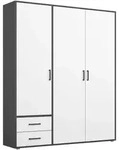 Rauch M&ouml;bel Dreht&uuml;renschrank, Grau, Wei&szlig;, Holzwerkstoff, 3 F&auml;cher, 2 Schublade(n)