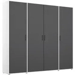 Rauch M&ouml;bel Dreht&uuml;renschrank, Grau, Wei&szlig;, Holzwerkstoff, 7 F&auml;cher, 187x194x53 cm,