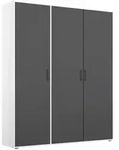 Rauch M&ouml;bel Dreht&uuml;renschrank, Grau, Wei&szlig;, Holzwerkstoff, 4 F&auml;cher, 140x194x53 cm,