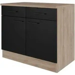 FlexWell K&uuml;chenunterschrank, Schwarz, Eiche, Holzwerkstoff, 1 F&auml;cher, 2