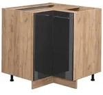 Vicco Eckunterschrank, Schwarz Hochglanz, Honigeiche, Holzwerkstoff, 1 F&auml;cher,