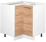 Vicco Eckunterschrank, Honigeiche, Wei&szlig;, Holzwerkstoff, 1 F&auml;cher, Formgebogen,
