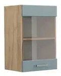 Vicco K&uuml;chenglasschrank, Blaugrau, Honigeiche, Holzwerkstoff, 1 F&auml;cher,...