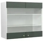 Vicco K&uuml;chenglasschrank, Gr&uuml;n, Wei&szlig;, Holzwerkstoff, 2 F&auml;cher, Rechteckig,