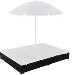 vidaXL Outdoor-Loungebett, Creme, Kunststoff, F&uuml;llung: Polyester, Rechteckig,