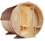 FinnTherm Fasssauna, Natur, Holz, Rund, 220x231x280 cm, Freizeit, Wellness,...