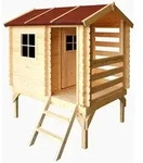 Timbela Kinderspielhaus, Beige, Holz, 146x205x182 cm, Outdoor Spielzeug, Spielh&auml;user
