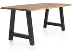 P & B Esstisch, Natur, Schwarz, Holz, Akazie, massiv, rechteckig, A-Form, 80x76.5x140