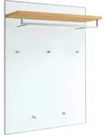 Garderobenpaneel Santina, Wei&szlig;, Eiche Bianco, Holz, Glas, Eiche, furniert, 80x109x27