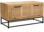 Mid.you Schuhschrank, Natur, Schwarz, Holz, Metall, Mangoholz, Rattan, massiv,