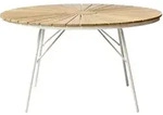 Gardenson Gartentisch, Wei&szlig;, Teak, Holz, Teakholz, vollmassiv, rund, Rundrohr,