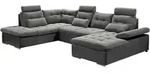Mid.you Ecksofa, Grau, Schwarz, Kunststoff, Uni, 5-Sitzer, U-Form, 324x218 cm, Made