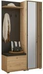 Xora Garderobe Volano, Schwarz, Eiche Artisan, Holzwerkstoff, Glas, 5-teilig,