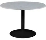 P & B Esstisch, Schwarz, Wei&szlig;, Metall, Stein, rund, S&auml;ule, rund, Bodenplatte,