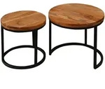 Mid.you Satztisch, Schwarz, Akazie, Holz, Metall, 2-teilig, Akazie, massiv, rund,