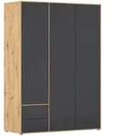 Rauch M&ouml;bel Dreht&uuml;renschrank, Grau, Eiche Artisan, Holzwerkstoff, 3 F&auml;cher, 2