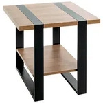 Beistelltisch, Schwarz, Eiche, Metall, Holzwerkstoff, quadratisch, Kufe, Flachrohr,
